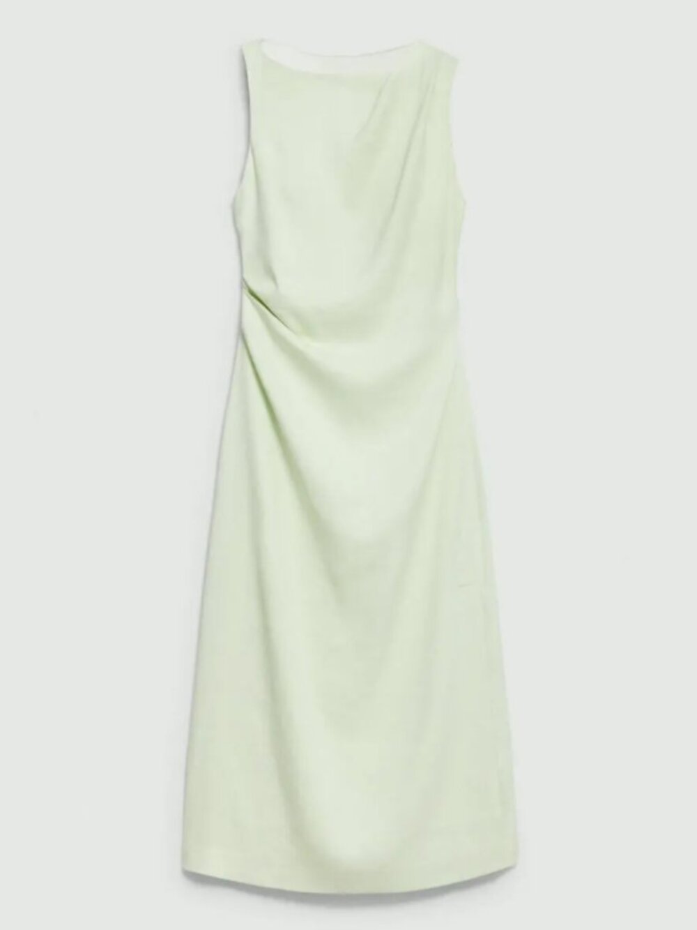 New Theory Linen Blend Draped Midi Dress Aloe - Picture 7 of 10
